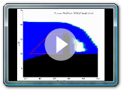 RANS simulation waves overtopping floodwall with pressure distribution