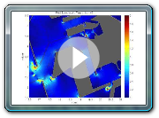 Boussinesq simulation hypothetical tsunami in LALB Port showing fluid speed zoom on LA