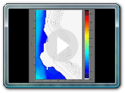 Boussinesq simulation Tsunami over complex shallow bathymetry closeup on shoreline